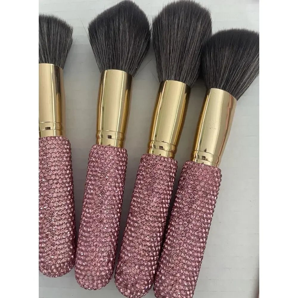 Lot of 55 Makeup Brushes Pink w/Glitz Bling Bedazzled Glamour Vanity Decor New